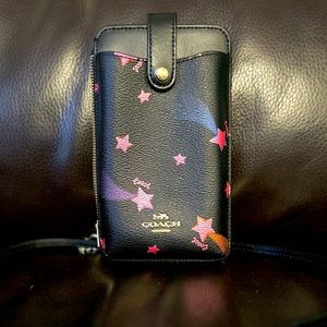 North/South Coach Phone Crossbody With Disco Star Print